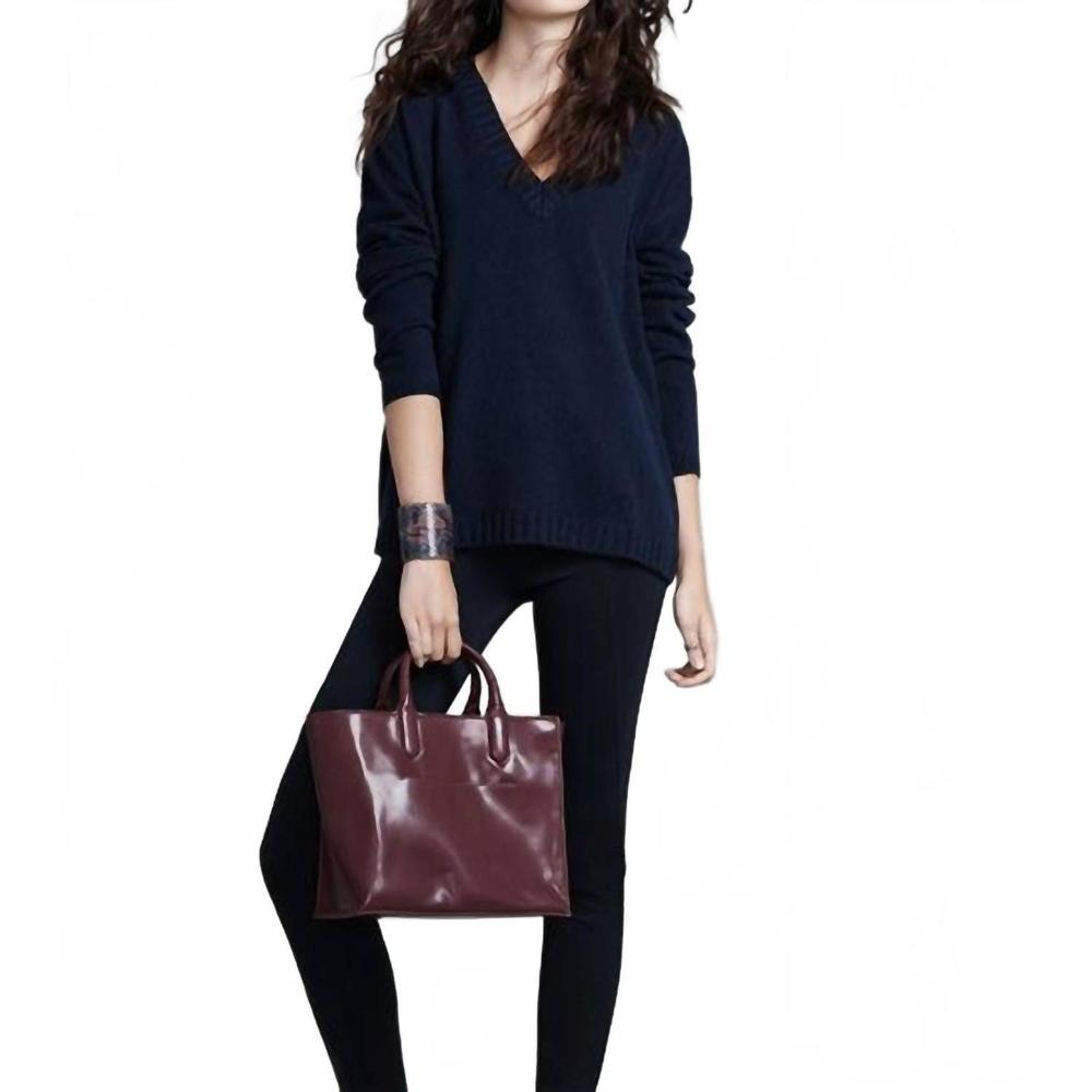 NEW LABEL+THREAD women's luxe t back vee in navy/truffle